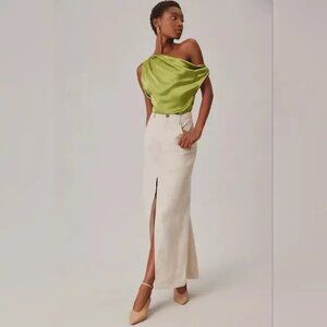 Reformation Tazz Linen Maxi Skirt In Oatmeal NWT Petites size 4